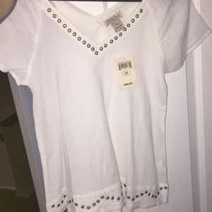 Lucky brand white shirt with ring cut outs